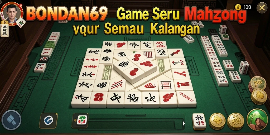 Tampilan gameplay BONDAN69 dengan desain ubin Mahjong yang menarik.