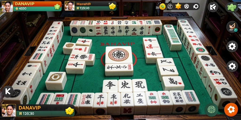 Tampilan gameplay Mahjong yang menarik dalam DANAVIP.