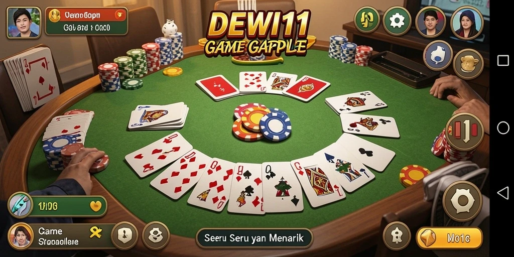 Tangkapan layar DEWI11 menunjukkan gameplay Gaple yang seru dan interaktif.