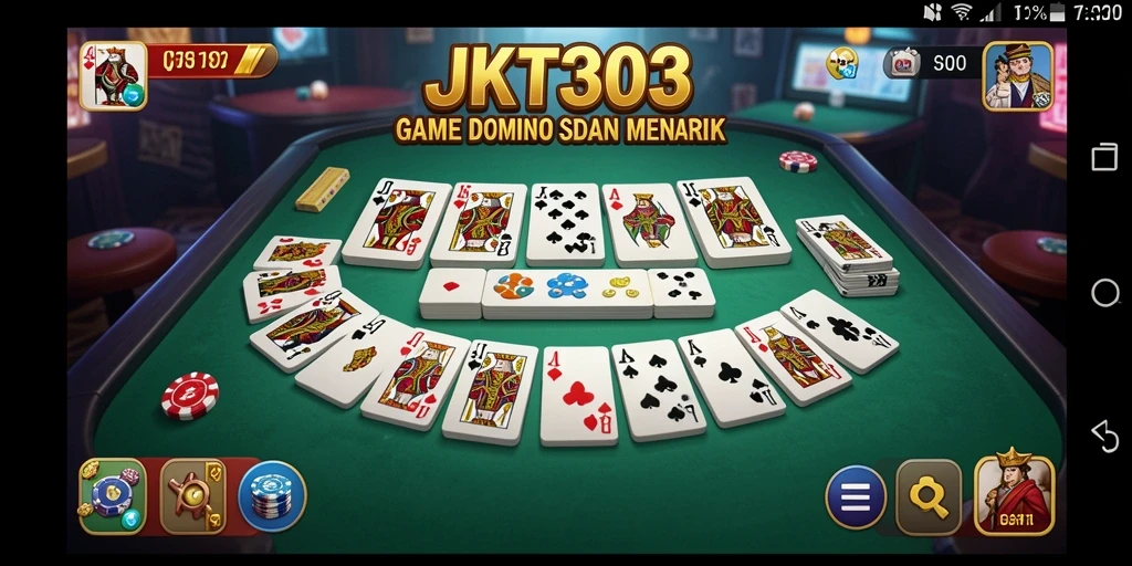 Tampilan menarik gameplay JKT303 dengan interaksi domino.
