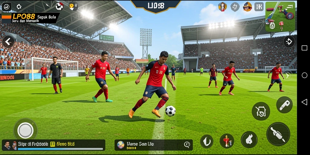 Screenshot LPO88 menampilkan aksi seru dalam pertandingan sepak bola.
