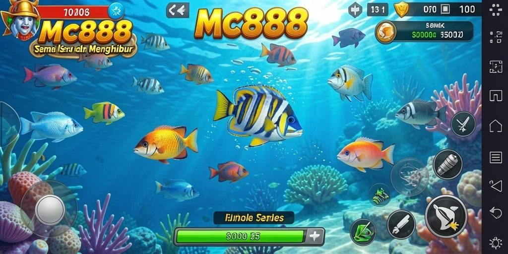 Screenshot gameplay MC888 menampilkan aksi menembak ikan yang seru.