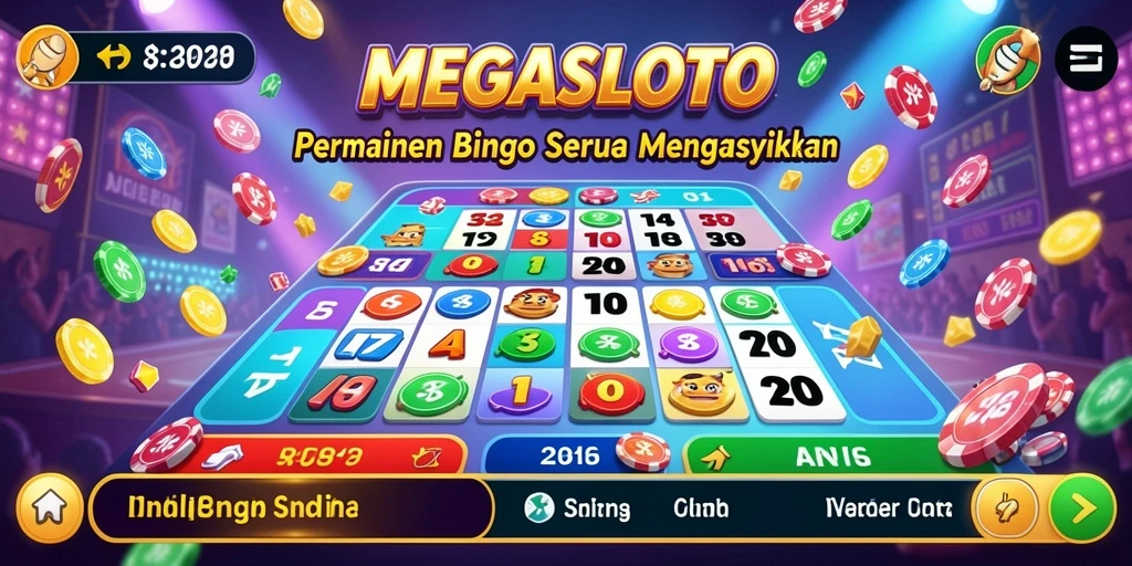 Tampilan gameplay seru dari MEGASLOTO menampilkan kegembiraan bermain Bingo.