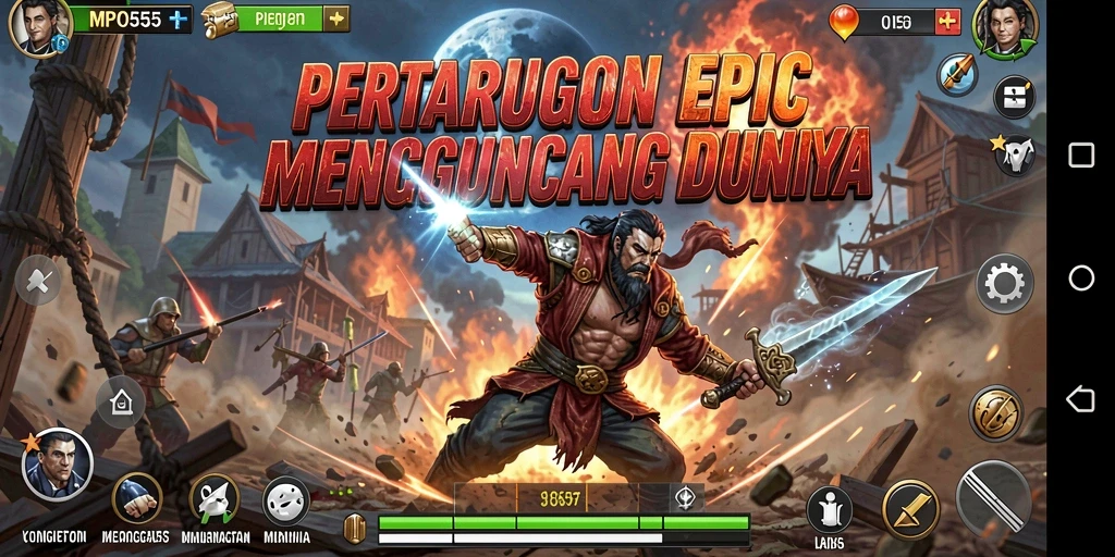 Tampilan gameplay seru dan mendebarkan dengan aksi pertarungan yang intens.