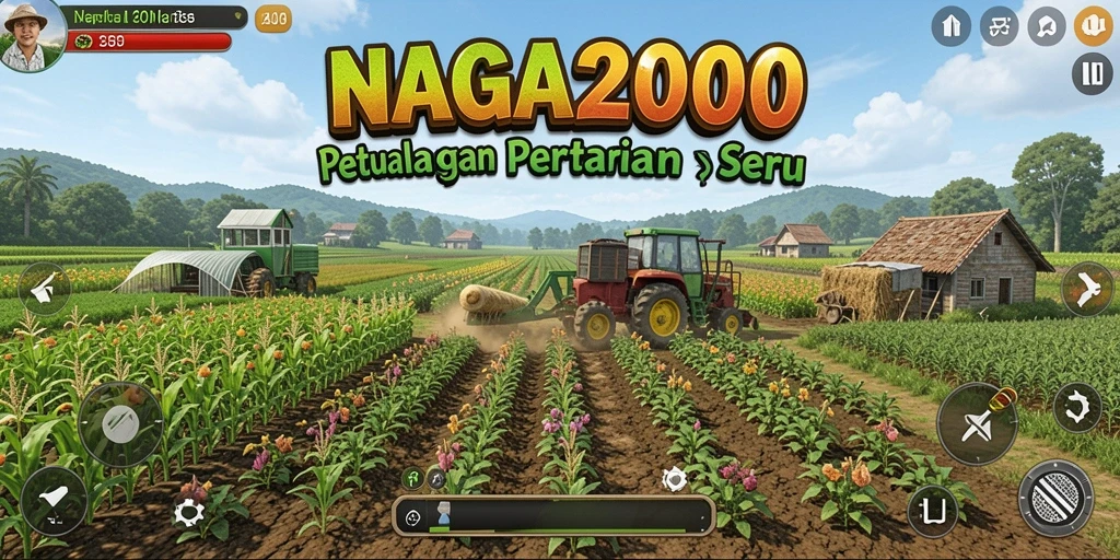 Tampilan gameplay NAGA2000 dengan pertanian yang menarik.
