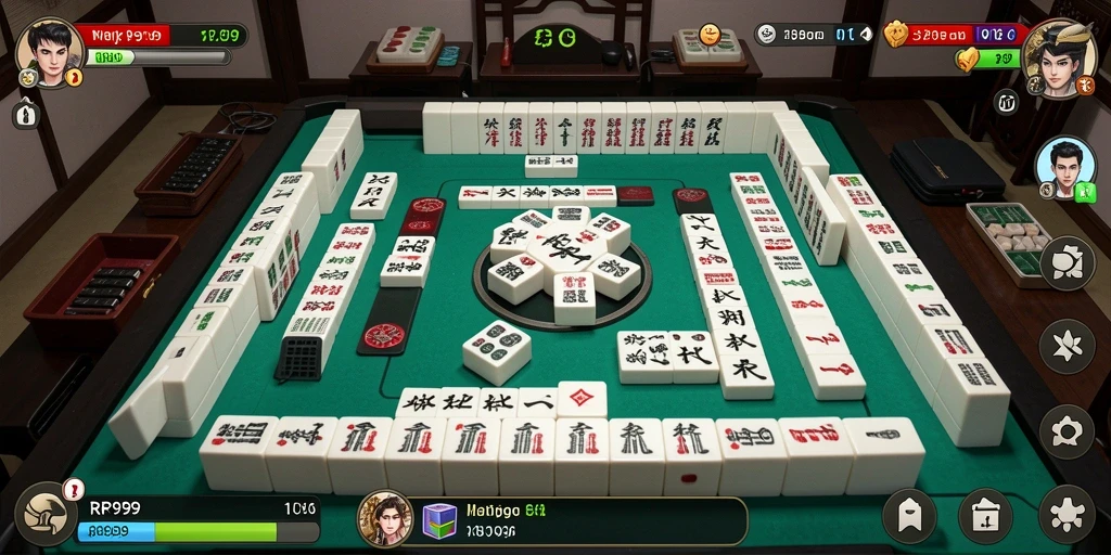 Screenshot gameplay RR999 menampilkan suasana Mahjong yang menawan.