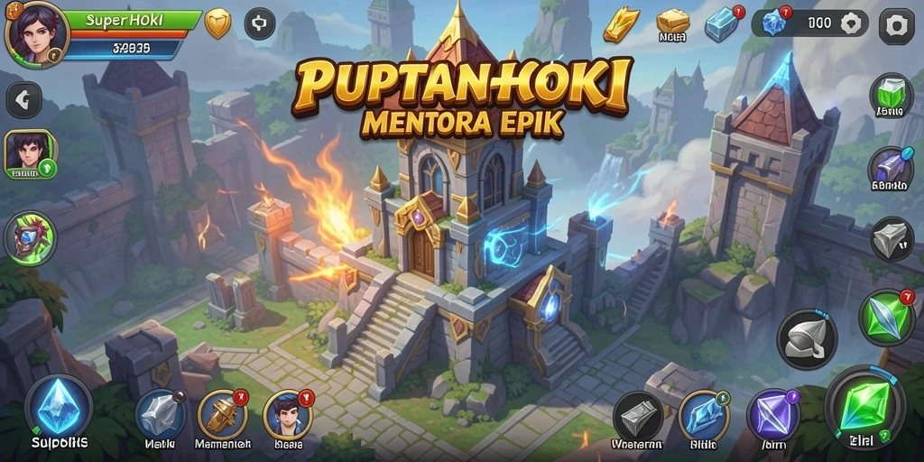 Screenshot gameplay menara pertahanan di SUPERHOKI dengan aksi seru.