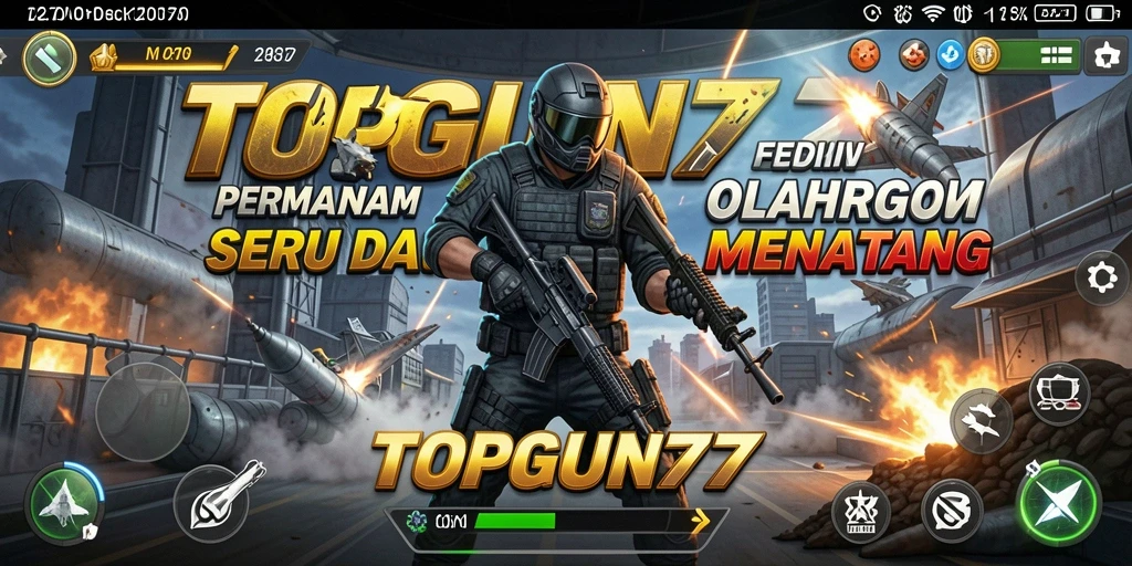 Screenshot menunjukkan gameplay mendebarkan dari TOPGUN77.