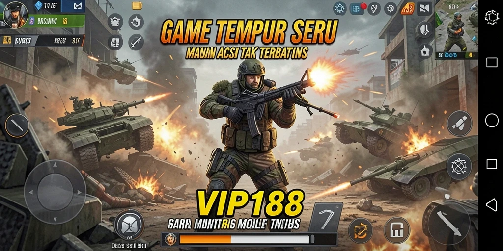 Screenshot utama VIP188 menampilkan aksi pertempuran yang mendebarkan.
