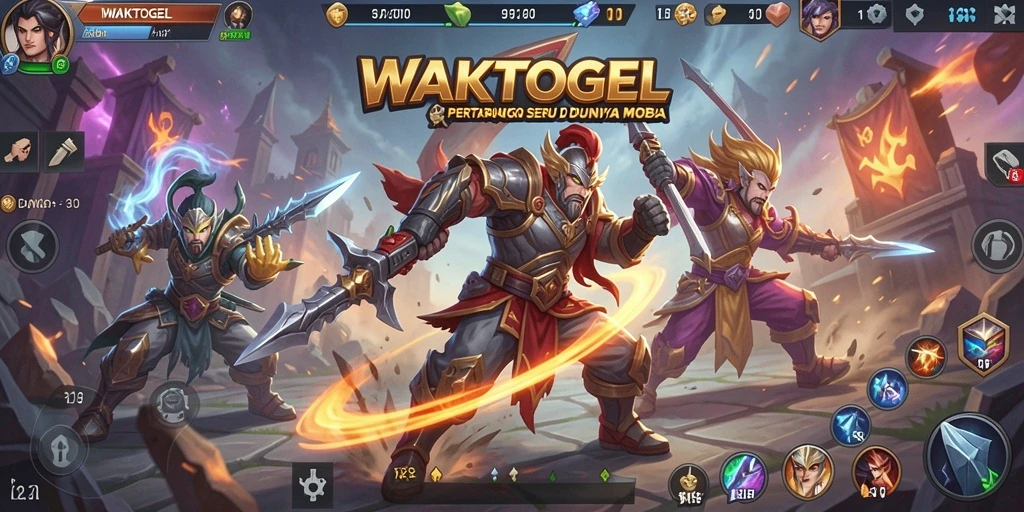 Screenshot gameplay WAKTOGEL menampilkan aksi seru dalam pertarungan MOBA.