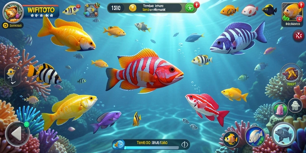 Screenshot permainan WIFITOTO menampilkan adegan menangkap ikan yang mendebarkan.